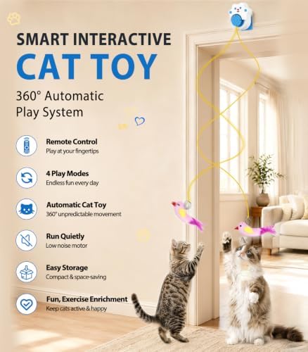 Interactive Cat Toys for Indoor Cats, Remote & 4Modes Automatic Flying Bird