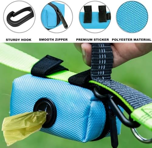 2 Pack Dog Poop Bag Holder for Leash with Carabiner Clip + 80 Pet Trash Bag
