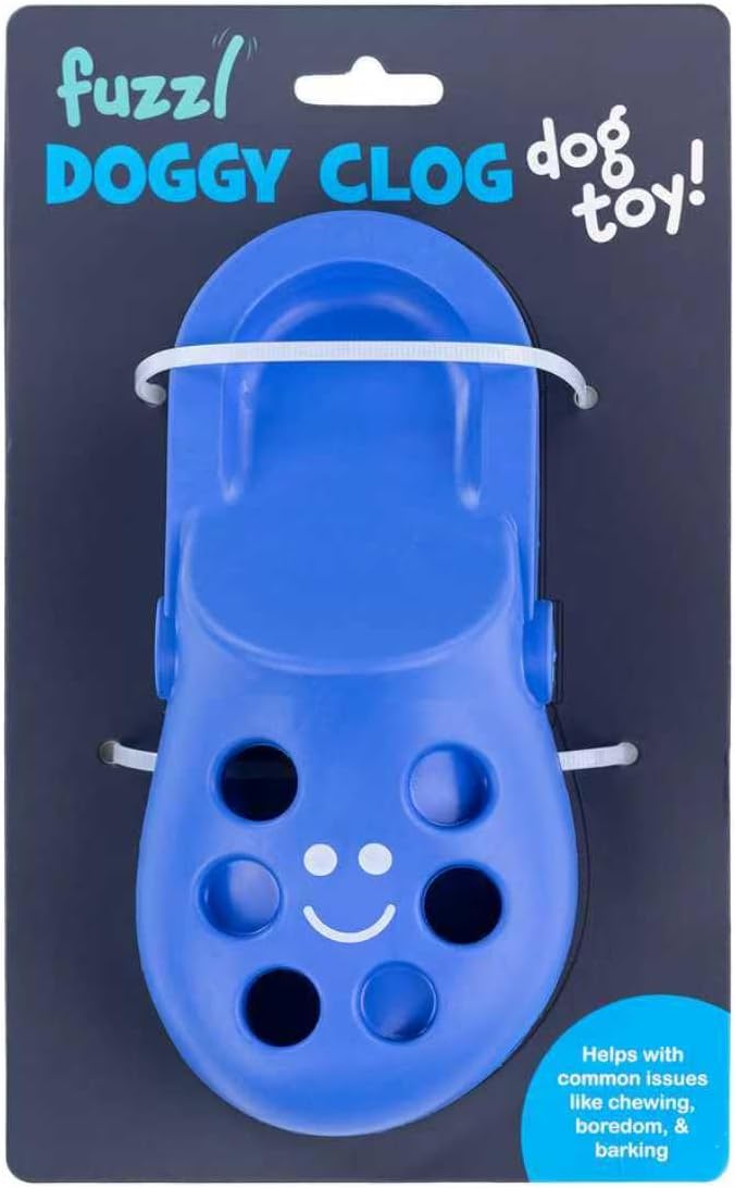 Fuzzl Shoe Dog Toy Puzzle Treat Toy – Natural Rubber Chew Toy – Durable, Interactive Enrichment Feeder – Eco-Friendly, Non-Toxic & Dishwasher Safe – Blue