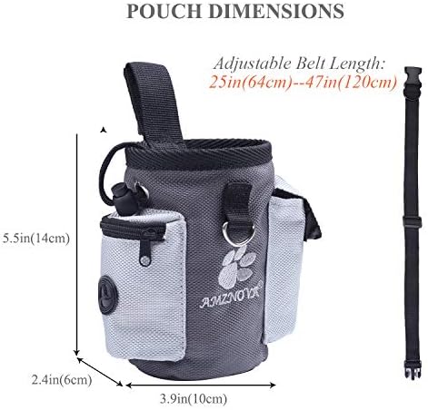 AMZNOVA Dog Treat Pouch Treatnow Dog Treat Bag, 3 Cups, Grey