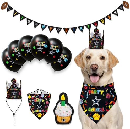 NFL Dallas Cowboys Pet Birthday Party Balloons Set of 6 Licensed NFL Football Team Dog & Cat Birthday Party Decoration Sports Theme Dogs B-Day Pawty Balloon Celebration