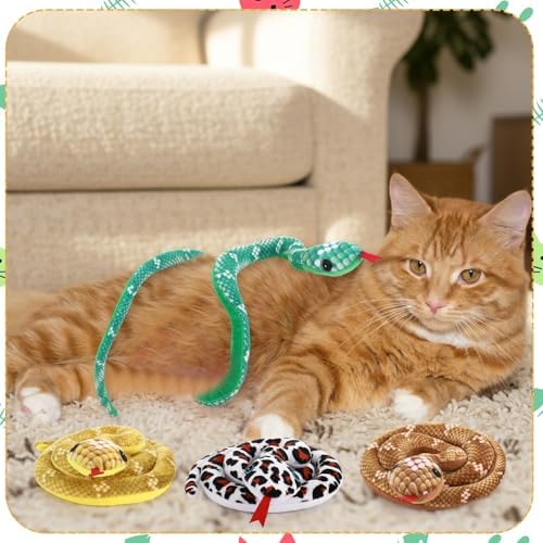 4 Pack Christmas Catnip Cat Toys, Snake Shape