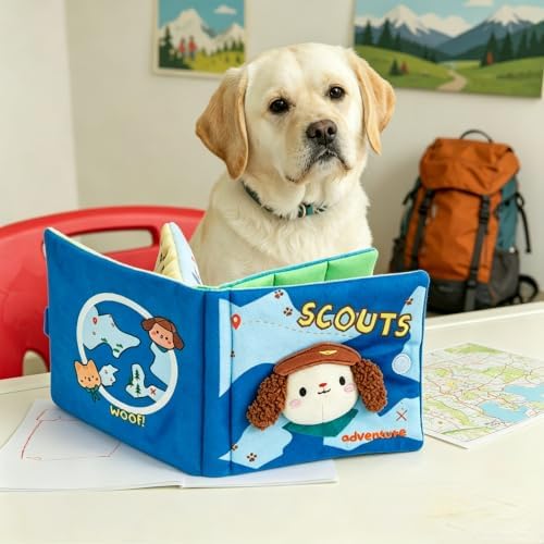 Dog Snuffle Sound Book Crinkle Hide Treat Puzzle (Scout)