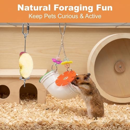 Rat Enrichment Toys, Interactive Foraging & Slow Feeder Toy with Hanging Design, Adjustable Mental Stimulation Puzzle for Rats, Hamsters, Parakeets, Preven ts Boredom