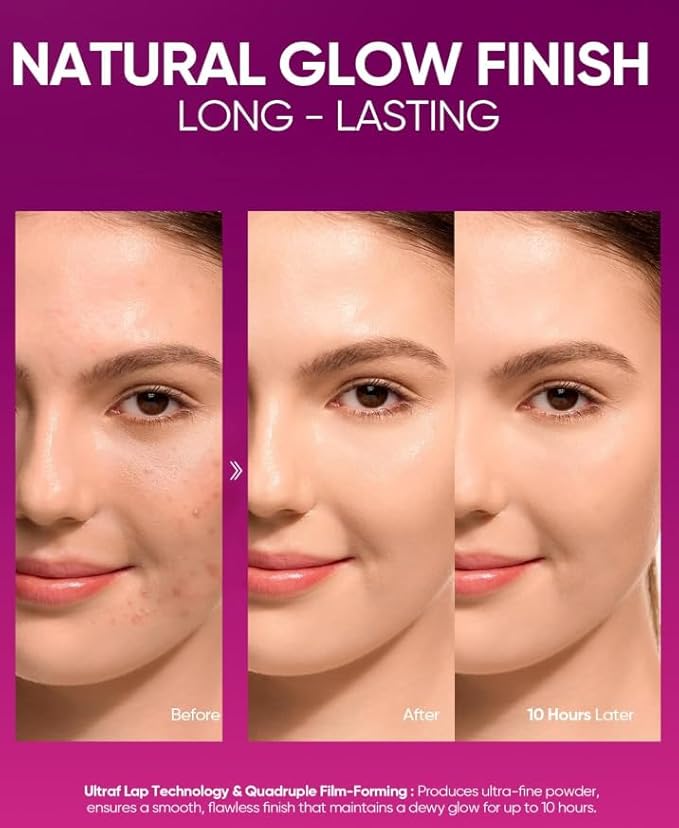 Pink Glow Cushion Foundation #05 Sand| Medium Coverage, Natural Glow Finish, Moisturizing for Dry Skin, Lightweight, Long-Lasting & Oxidation-Resistant