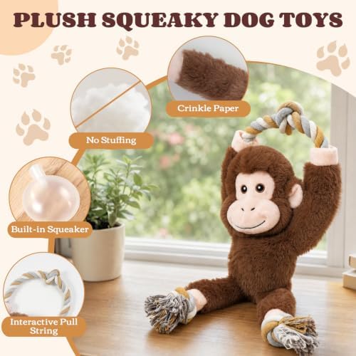 Interactive Tug of War Plush with Squeaker Durable Dog Rope Chew Toys