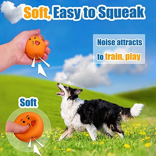 HOLYSTEED Squeaky Dog Toys for Medium Dogs, Round Latex Squeaky Balls 2.3"