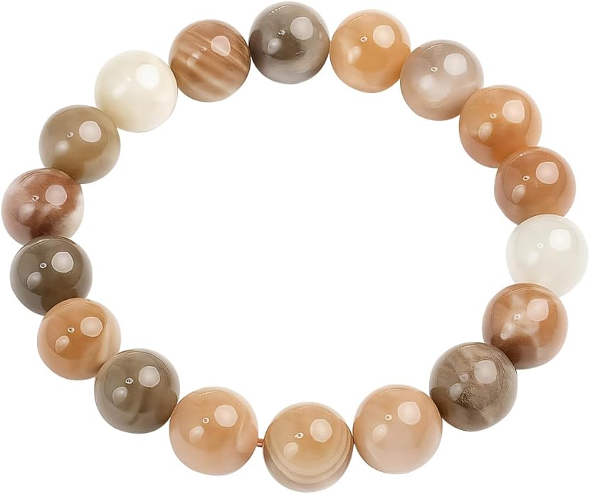 8mm Natural Gemstone Beaded Bracelet for Women, Dainty Round Crystal Stretch Bracelets, Spiritual Healing & Calming Stone Jewelry Gift