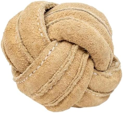 HuggleHounds Huggle-Hide Knotted Bone - Leather Dog Toys for Aggressive Chewers, Interactive for Small or Large Breeds, Tough & Durable - Knotted Leather Ball, Large
