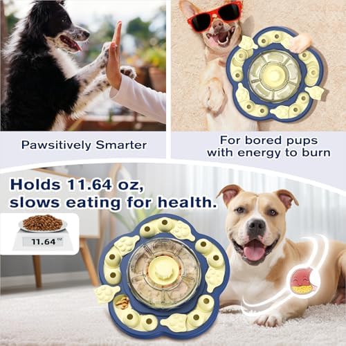 KADTC Dog Puzzle Toy Level 3 in 1, Spinning Dog Toy, Interactive Treat Dispenser & Slow Feeder for Boredom Buster & Brain Stimulation, Suitable for Small/Medium/Large Dogs