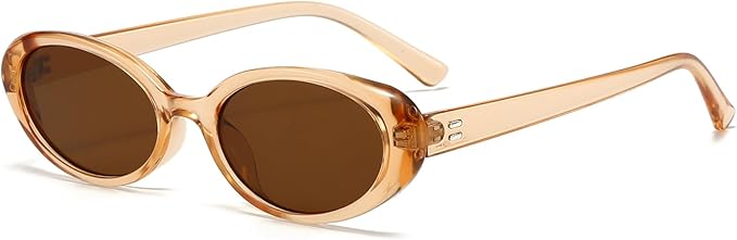 Breaksun Retro Oval Sunglasses for Women Men Fashion Small Oval Sunglasses 90s Vintage Shades
