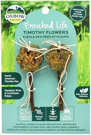 Oxbow Timothy Hay Flowers, Rabbit & Guinea Pig Toy, Bunny Enrichment Chew