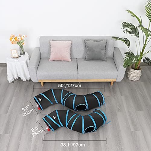 Pawaboo Cat Tunnel Tube S-Shaped, 25x97cm, Blue