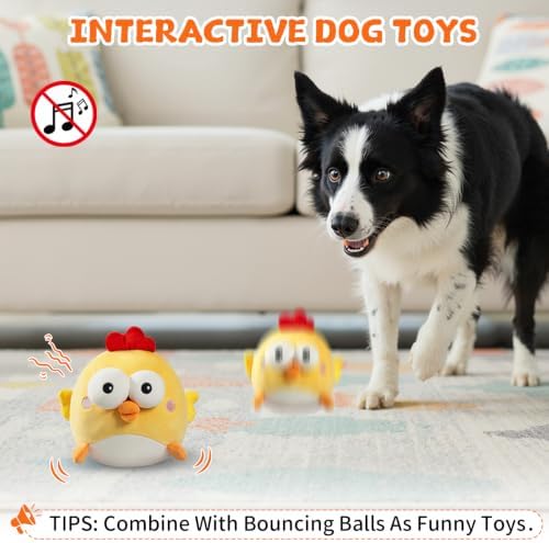 Replacement Plush Cover for Interactive Dog Toy, Soft Dog Squeaky Toy with Crazy Crinkle and Strong Zipper for Small Large Dogs Keep Busy, Washable Plush Cover Without Ball (Yellow Chicken)