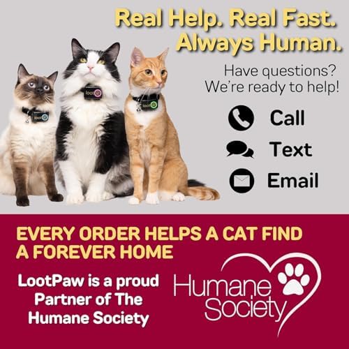 LootPaw+ GPS Cat Tracker Collar | Real Time Cat GPS Tracker with App & Vet Support | Lightweight Pet Tracker for Cats, Health & Activity Monitor | 60-Day Free Trial