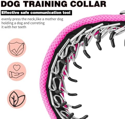 Martingale No Pull Dog Collar for Large Medium Small Dogs, Heavy Duty Nylon Adjustable Reflective Anti Pull Slip Collar with Buckle for Training Walking Hunting L Hot Pink