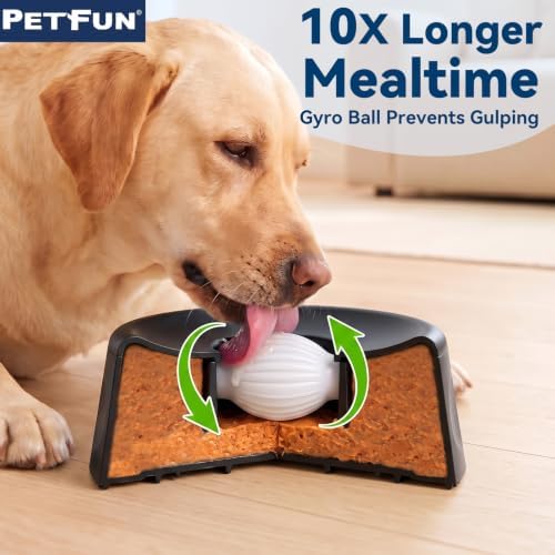 Dog Lick Bowl Ball Slow Feeder, Licking Bowl for Liquid Treat with Rolling Spin Sphere Roller Licker, Licky Feed Calming Anxiety Relief Enrichment Yogurt (Black)