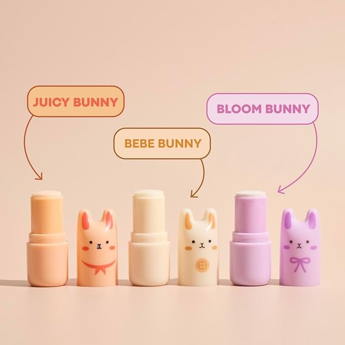 TONYMOLY Pocket Bunny Perfume Bar Stick Set – Long Lasting Solid Fragrance Balm for Women – Cute Korean Travel Size Perfume Trio – Portable On-The-Go 3-Pack Gift Set