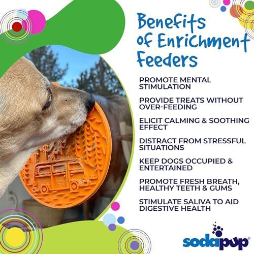 SodaPup Camp eMat – Durable Enrichment Feeder with Suction Cups Made in USA from Non-Toxic, Pet-Safe, Food Safe Rubber for Mental Stimulation, Digestive Health, Avoid Overfeeding, Calming, More