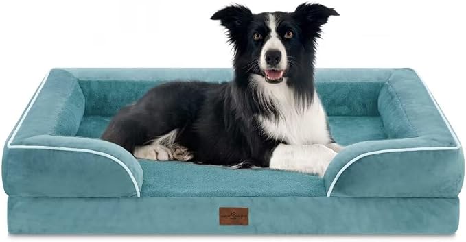 Comfort Expression Waterproof Orthopedic Dog Beds for Large Sized Dog | Supportive Egg Crate Foam Large Pet Bed with Removable Bolster, Dog Couch with Washable Cover & Non-Slip Bottom, 36x27 Inch
