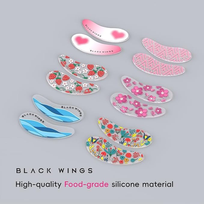 Self Adhesive Silicone Under Eye Pads, Reusable Moisturizing Under Eye Patches for Lash Lift & Eyelash Extensions, Soft Lash Extension Tools Eye Gel Pads for Salon & Home Use(strawberry 6 pairs)