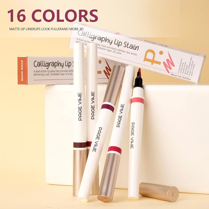 Matte Calligraphy Liquid Lip Liner Lipstick Pencil, Dark Coffee Long-Lasting Transfer-Proof Lip Stain, Lightweight Lipstick, Sheer Buildable Color, Fades to a Natural Wash of Colors