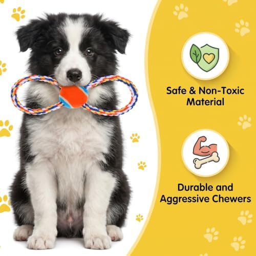 Fumusae 15PCS Dog Rope Toys for Dogs, Interactive Tough Chew Toys for Medium and Small, Heavy Duty Tug of War, Cotton Rope Knot Puppy Dental Toy