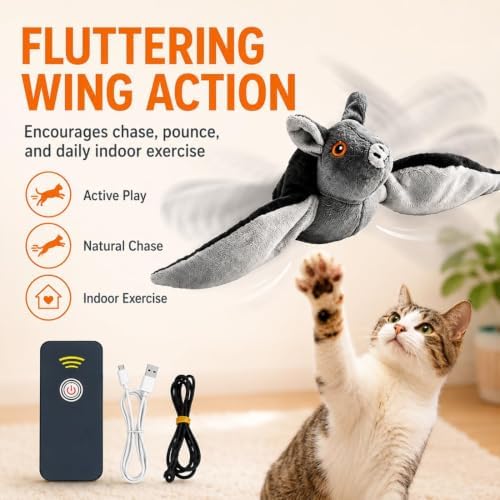 Flying Bat Dog Toy, Interactive Pet Toy that Flaps and Flies, Keeps Dogs Active and Engaged, Indoor Exercise Chase Toy for Puppies and Adult Dogs (Chick)