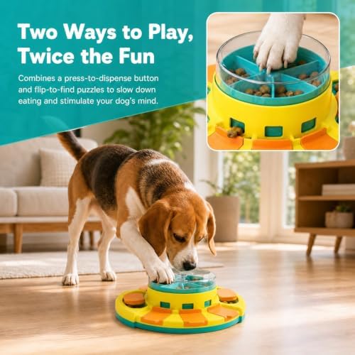 Dog Puzzle Toy Slow Feeder, Interactive Treat Dispenser for Mental Stimulation, Multi-Level Design Boredom Relief Toy for Small Medium Large Dogs