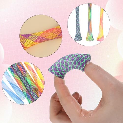Cat Tube Toy, 10 PCS Plastic Cats Spring Coil Toys Nylon Mesh Telescopic Cat Tube Spring Toy Interactive Colorful Fun Tubes for Indoor Cats to Chase, Bite, and Scratching (5.3 Inches)