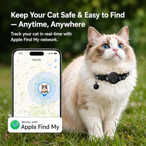 Cat GPS Tracker Collar, Waterproof, Find My Compatible, No Monthly Fee