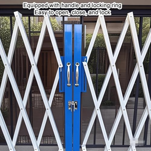 Industrial Folding Security GateRetractable Barricade Scissor Door for Schools & WarehousesAccordion Safety Barrier with Casters (59.1x118.1in) Durable & Portable Traffic