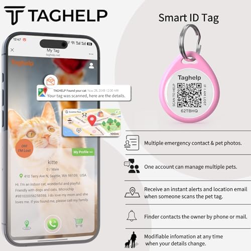 Pet ID Tag-3pcs QR Code Tag Small Personalized Name Plate with Online Profile,Cat Tag Scan QR Receive Instant Pet Location Alert Email,No Subscription or fees(Black & Blue & Pink)