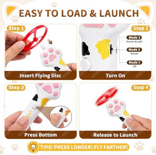 Interactive Cat Disc Launcher Toy, Rechargeable with 8 Flying Discs