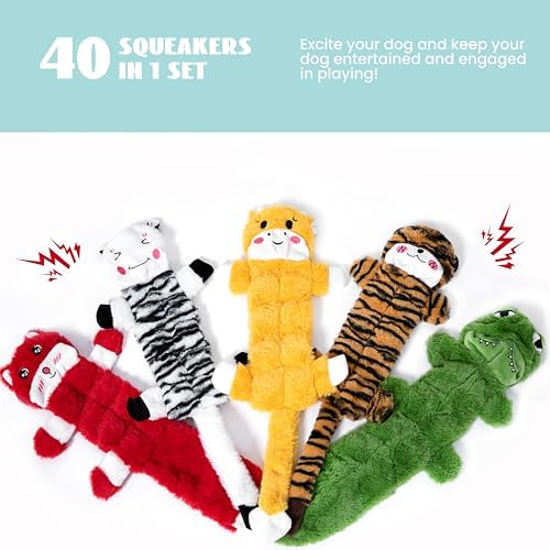 Nocciola 5 PCS No Stuffing Crinkle Dog Squeaky Toys, Durable Dog Toys for Tug of War, Tough Dog Toys for Aggressive Chewers to Keep Them Busy