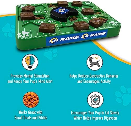 Pets First NFL Los Angeles RAMS Puzzle Toy, Puzzle Treat Dog Toy, Interactive Dog Treat Toy, Dog Puzzle