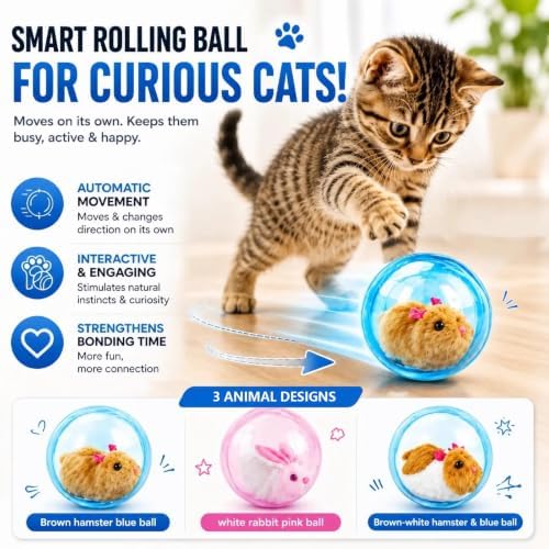 Self-Rolling Interactive Cat Ball 360° Automatic Moving Pet Toy2026 New Self-Rolling Interactive Cat Ball Realistic Animal Automatic Moving Rolling