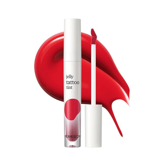 Berrisom Jelly Tattoo Tint, Long Lasting Korean Lip Stain with Jelly Texture, Transfer-Resistant Color, 3.8g / 0.13oz, 4 Shades (Appleberry)