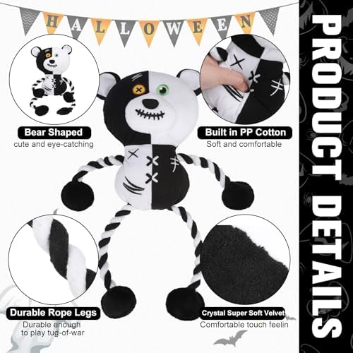 EXPAWLORER Halloween Dog Toys for Aggressive Chewers, Interactive Doggie Squeaky Bear Toy, Indestructible Plush Toys with Crinkle Paper, Durable Chewing Toys for Small Medium Large Dogs