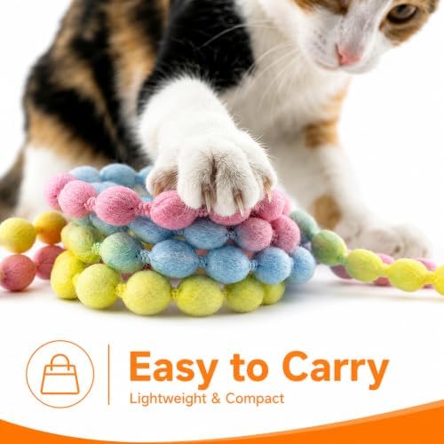 Interactive Cat Wand Toy Set for Indoor Cats, 2 Retractable Teaser Wands with Extra Long String, Handmade Sisal Rope Toys, Worm Refills, Catnip Mouse, 8 Pack