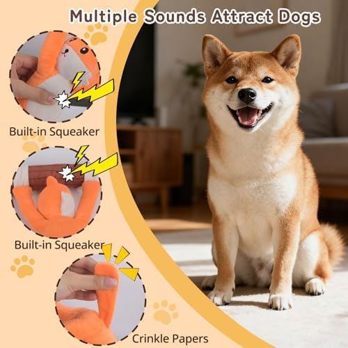 Squeaky Dog Toys,Plush Puppy Toys with Pull Branch