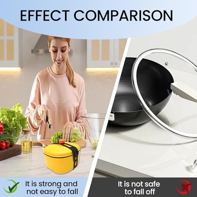 21.5in Reusable Silicone Latch Strap - Universal Slow Cooker Lid Holder & Strap for Transport, Heavy Duty Elastic Tie for Bento Box, Yoga Mat & Luggage, BPA-Free (Black-4PCS)