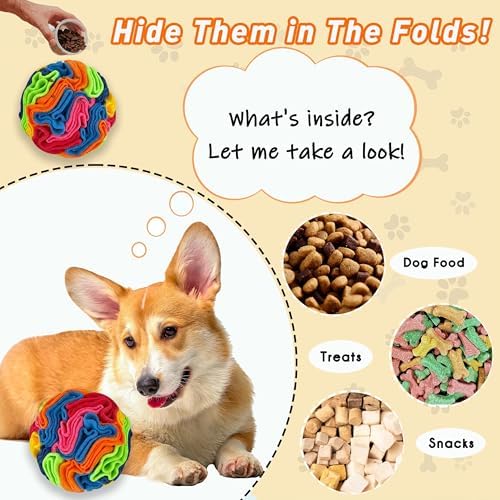 ABULL 3.9" Snuffle Ball for Dogs, Interactive Puzzle Toy & Slow Feeder