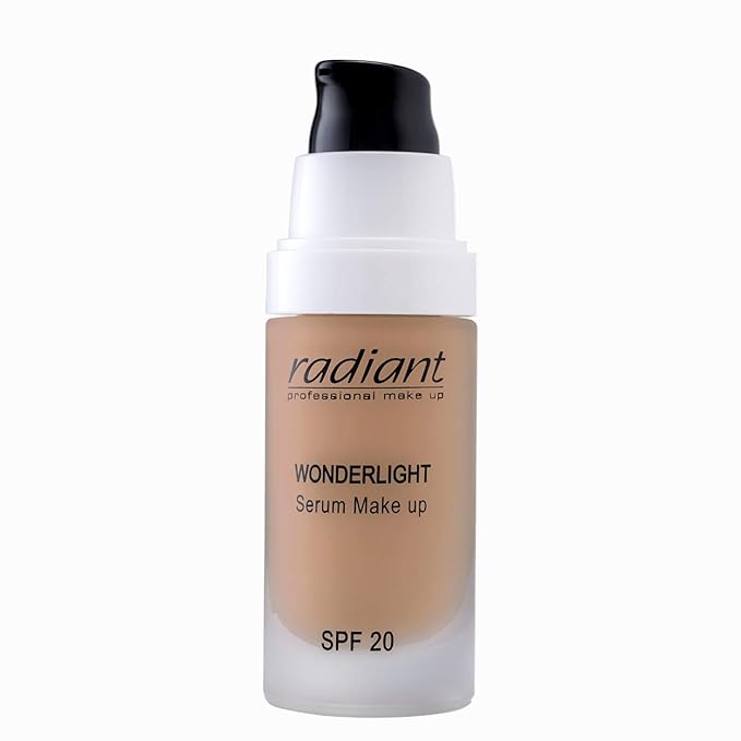 Radiant Professional Wonderlight Serum Lightweight Liquid Foundation Makeup SPF 20 - Alternative to Bronzer Powder - Color Corrector, Under Eye Concealer & Matte Eyeshadow Base-1.01 oz-Tan Beige(05)