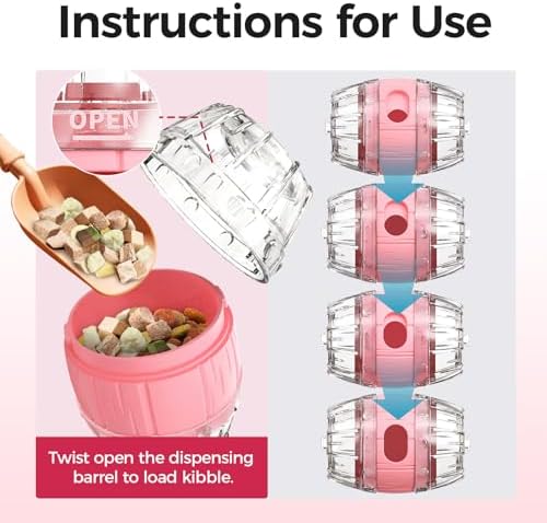 Cats Slow Feeder 4.6" High Cat & Dog Dry Food Dispenser Toy with Wine Barrel Spinner, Treat Dispenser for Boredom & Anxiety Relief, IQ Training for Small/Medium Pets (Pink)
