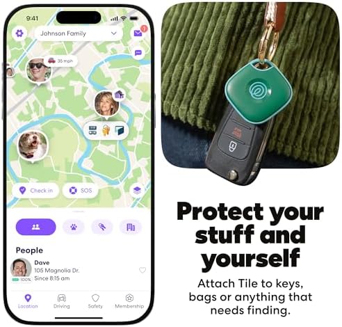 Life360 Tile - Bluetooth Tracker, Keys Finder and Item Locator for Keys, Bags and More. Phone Finder. Both iOS and Android Compatible. 1-Pack (Green Surf)