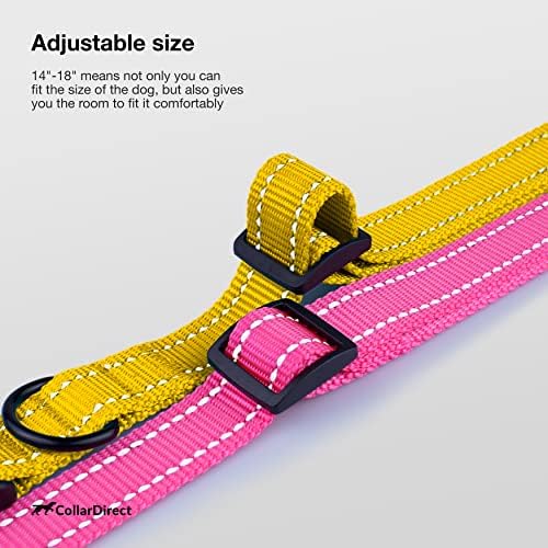 Reflective Dog Collar, Quick-Release Buckle (Yellow, 14-18 Inch)