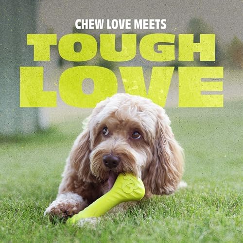 Benebone Natural Rubber Dog Bone Chew Toy, Large | Natural Rubber, Tough But Gentle, Easy-Grip Design, Great for Fetch, Dishwasher Safe, Dog Bones, Long-Lasting