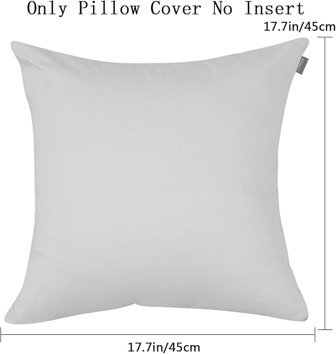 Thmyo 4-Pack 100% Cotton Comfortable Solid Decorative Throw Pillow Case Square Cushion Cover Pillowcase Sublimation Blank Pillow Covers DIY Throw Pillowcase(20x20 inch/ 50x50cm,Light Silver Grey)
