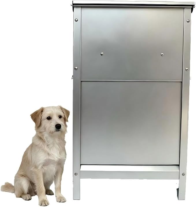 25 LBS Automatic Dog Feeder, Galvanized Steel Outdoor Pet Food Dispenser | Designedfor convenient pet care with a sturdymetal build,spacious storage ＆ a practical feeding solution for daily routines.